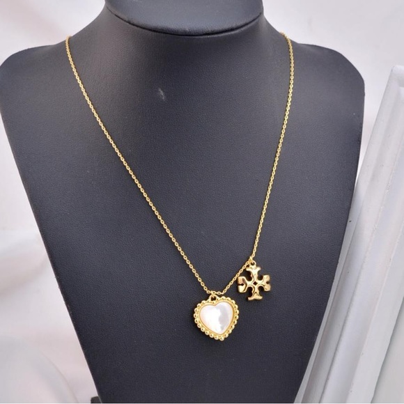 Tory Burch Jewelry - Tory Burch necklace heart shape with Tory Burch logo gold